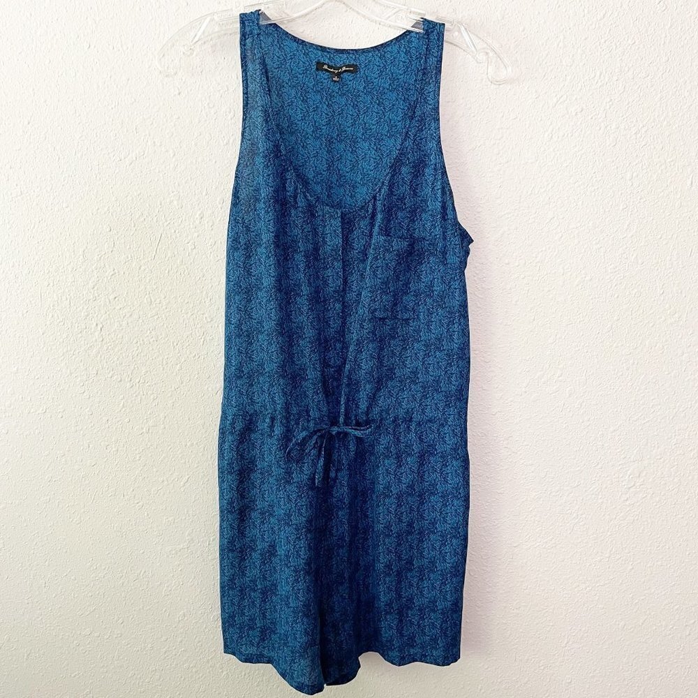 Broadway & Broome Blue Tie Waist Romper